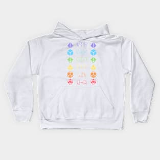 Character Abilities Dice Rainbow Kids Hoodie